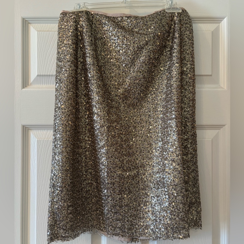 Chico’s Elegant Sequin Skirt in Gold Size 1 (8)